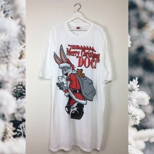1998 Looney Tunes Bugs Bunny Santa White T-Shirt